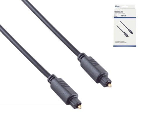 DINIC Toslink-kabel, 4 mm Ø, PVC-plugg, gullbelagte kontakter, svart, lengde 2,00 m, DINIC-boks